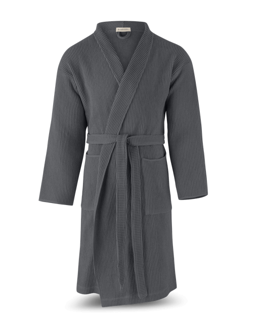 Bademantel Waffelpiqué in Anthrazit 